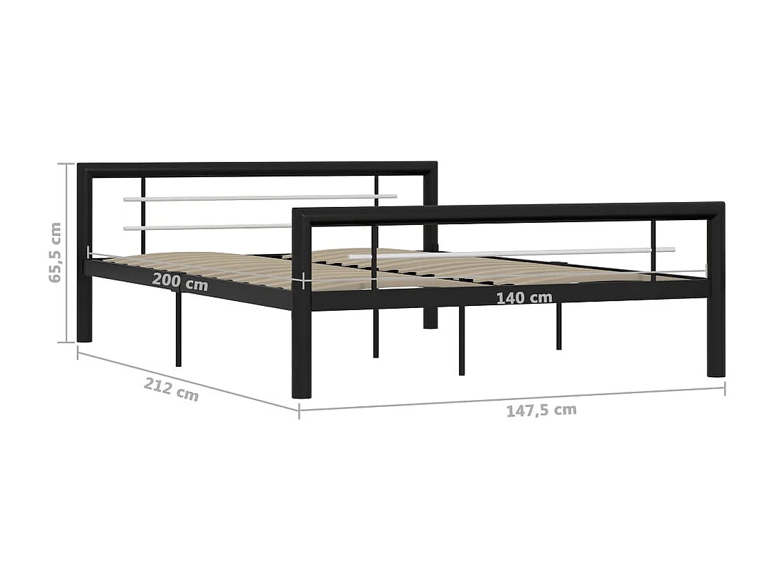 Bedframe zonder matras zwart-wit metaal 140x200 cm