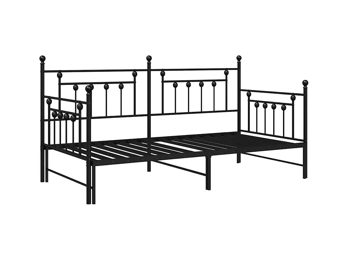 Struttura letto con testiera Nero 100 x 200 cm Acciaio