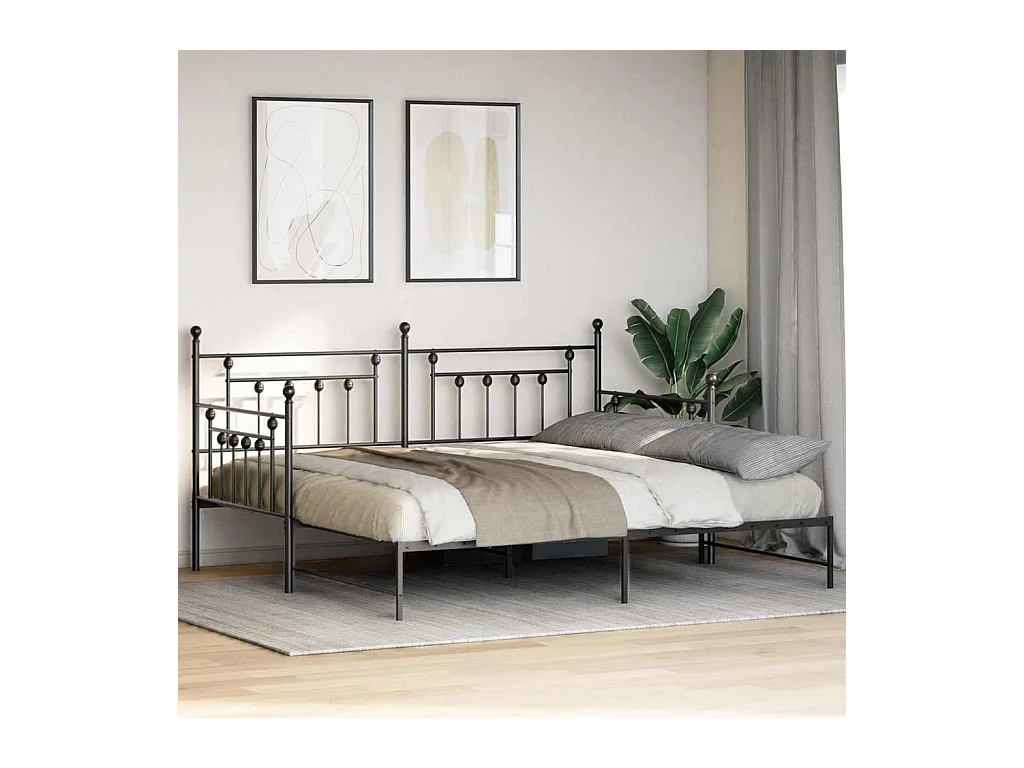 Struttura letto con testiera Nero 100 x 200 cm Acciaio