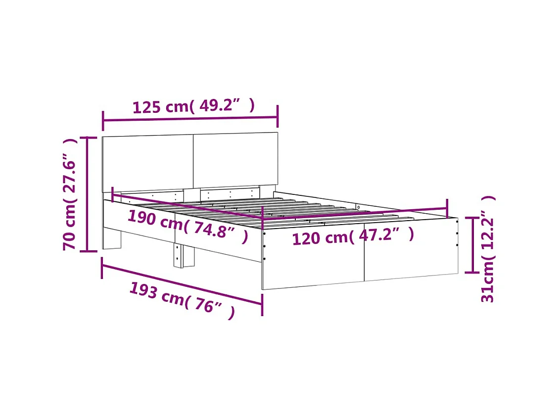 Zwart matrasloos bedframe 120x190 cm