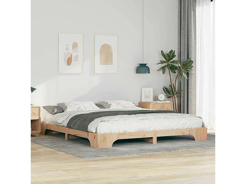 Cadre de lit surélevé Marron 200 x 210 cm Bois massif en pin