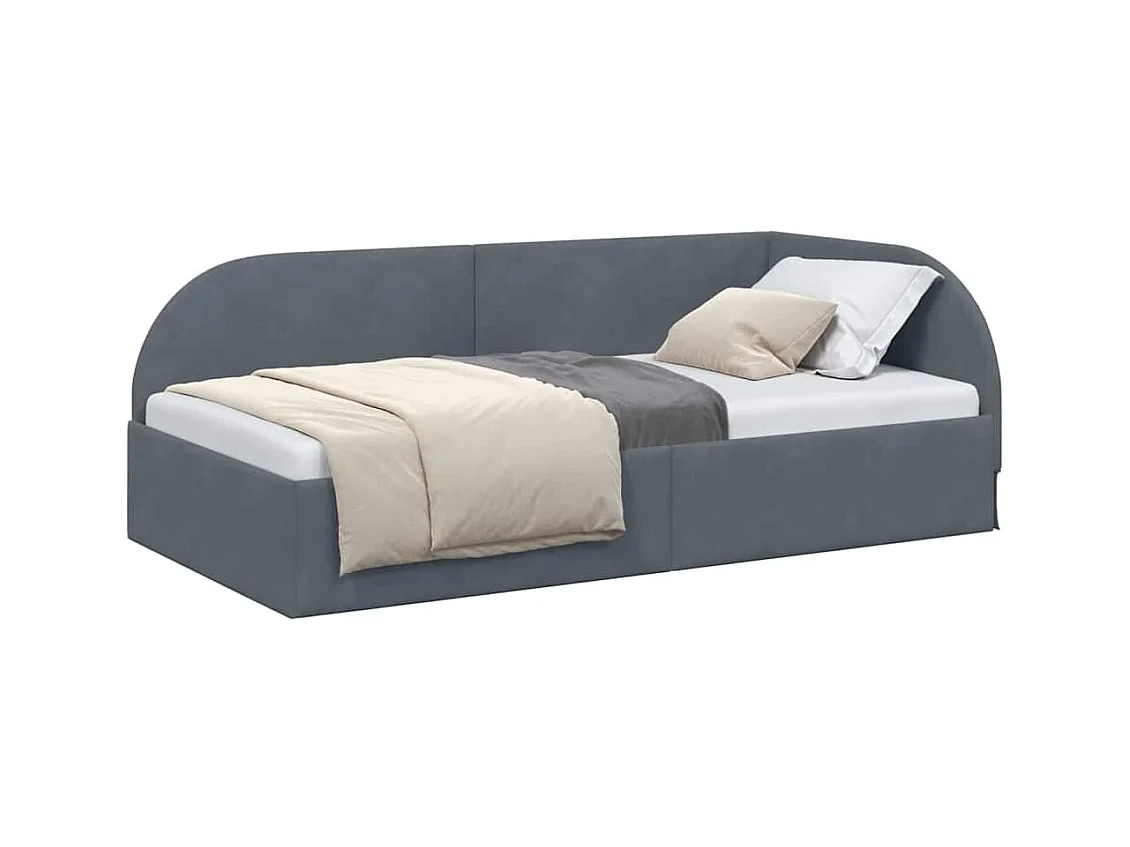 Estructura de cama esquinera gris oscuro de terciopelo de 90 x 200 cm