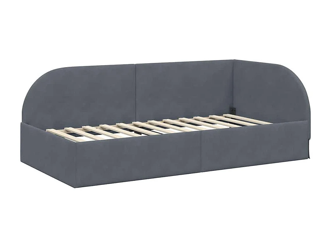Donkergrijs hoekbedframe 90 x 200 cm fluweel