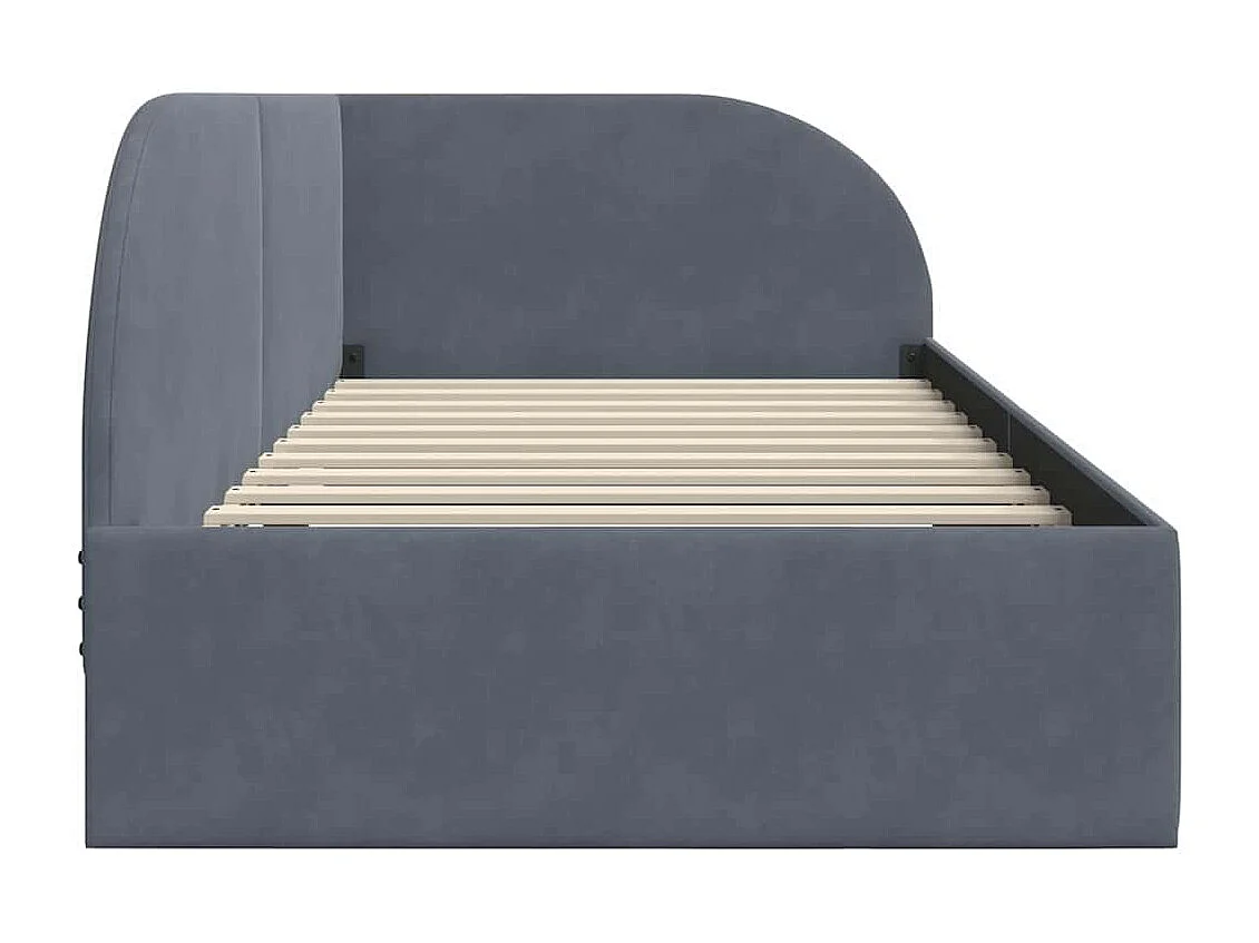 Donkergrijs hoekbedframe 90 x 200 cm fluweel
