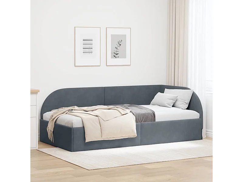 Cadre de lit d'angle Gris foncé 90 x 200 cm Velours