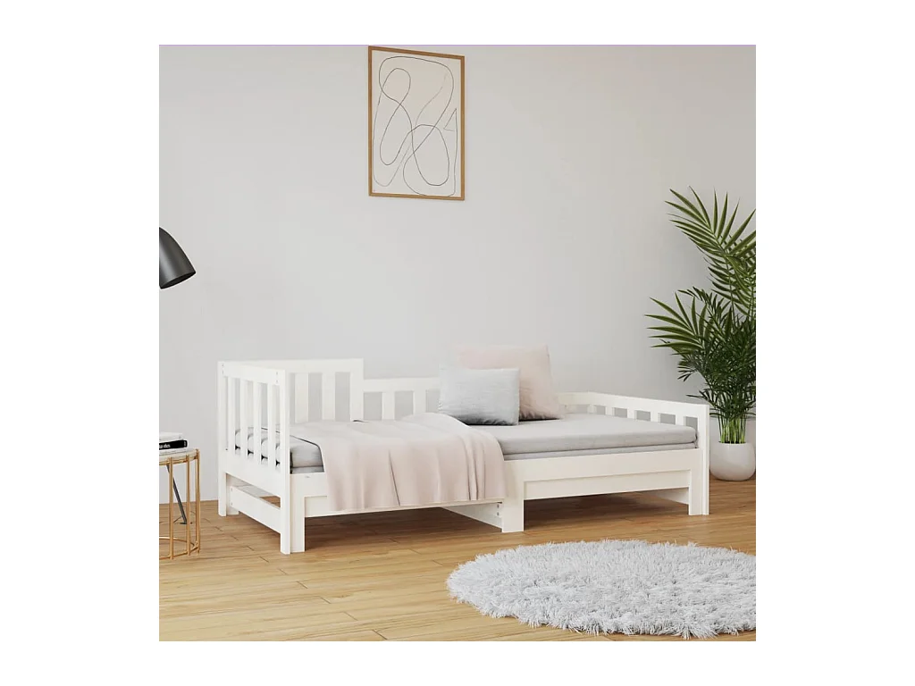 Letto scorrevole senza materasso bianco 2x(90x200) cm