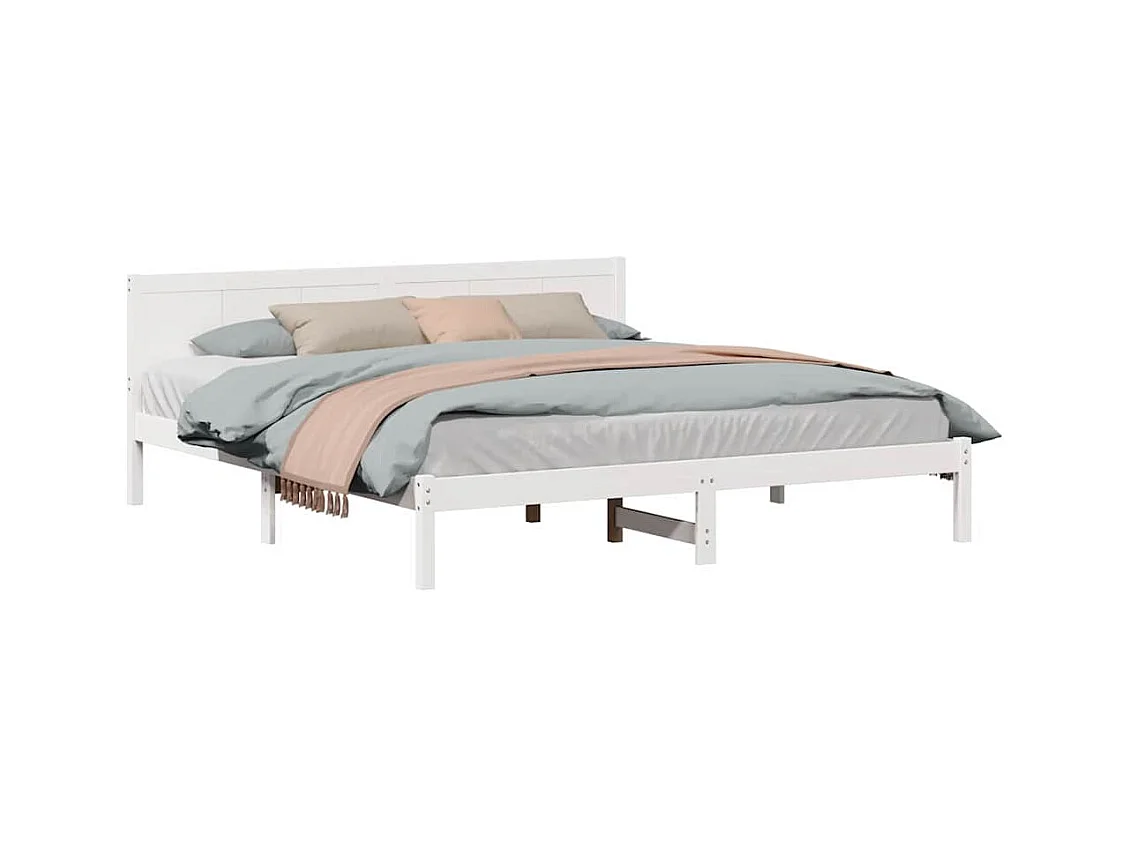 Cadre de lit Blanc 200 x 200 cm Bois de pin massif