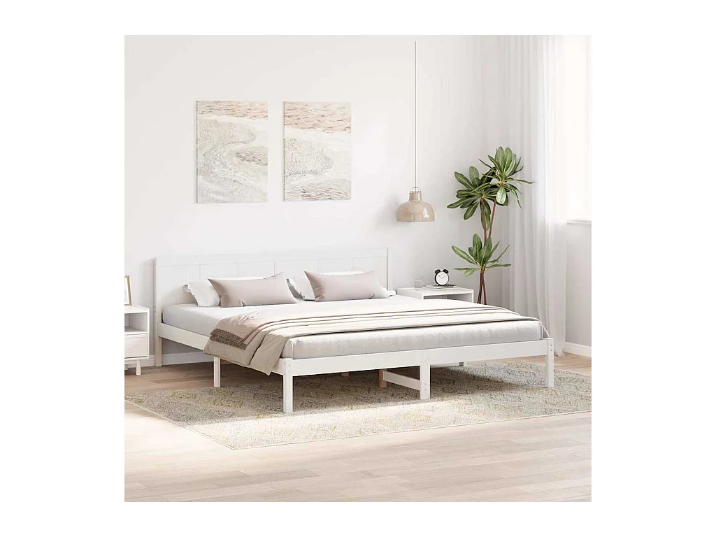 Cadre de lit Blanc 200 x 200 cm Bois de pin massif