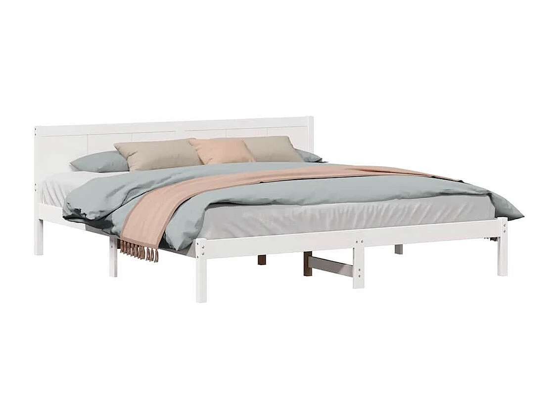 Cadre de lit Blanc 200 x 200 cm Bois de pin massif