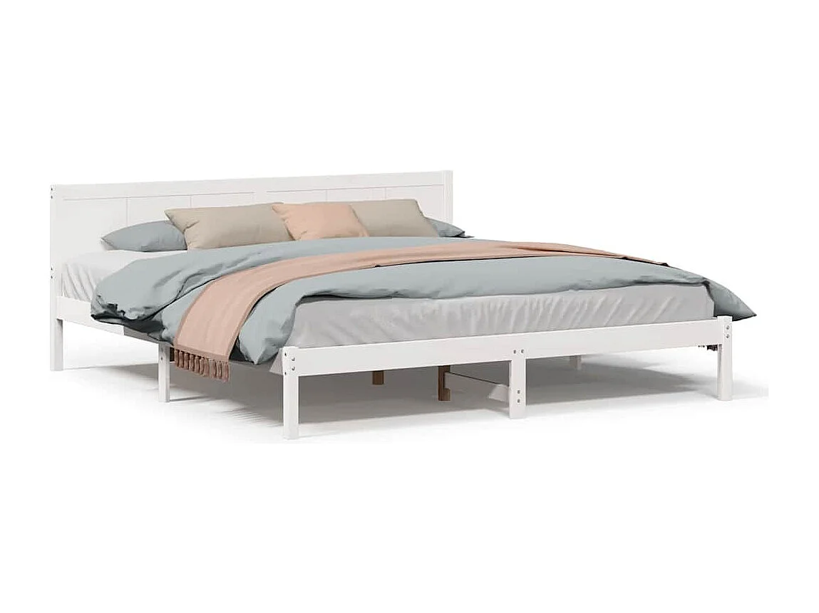 Cadre de lit Blanc 200 x 200 cm Bois de pin massif