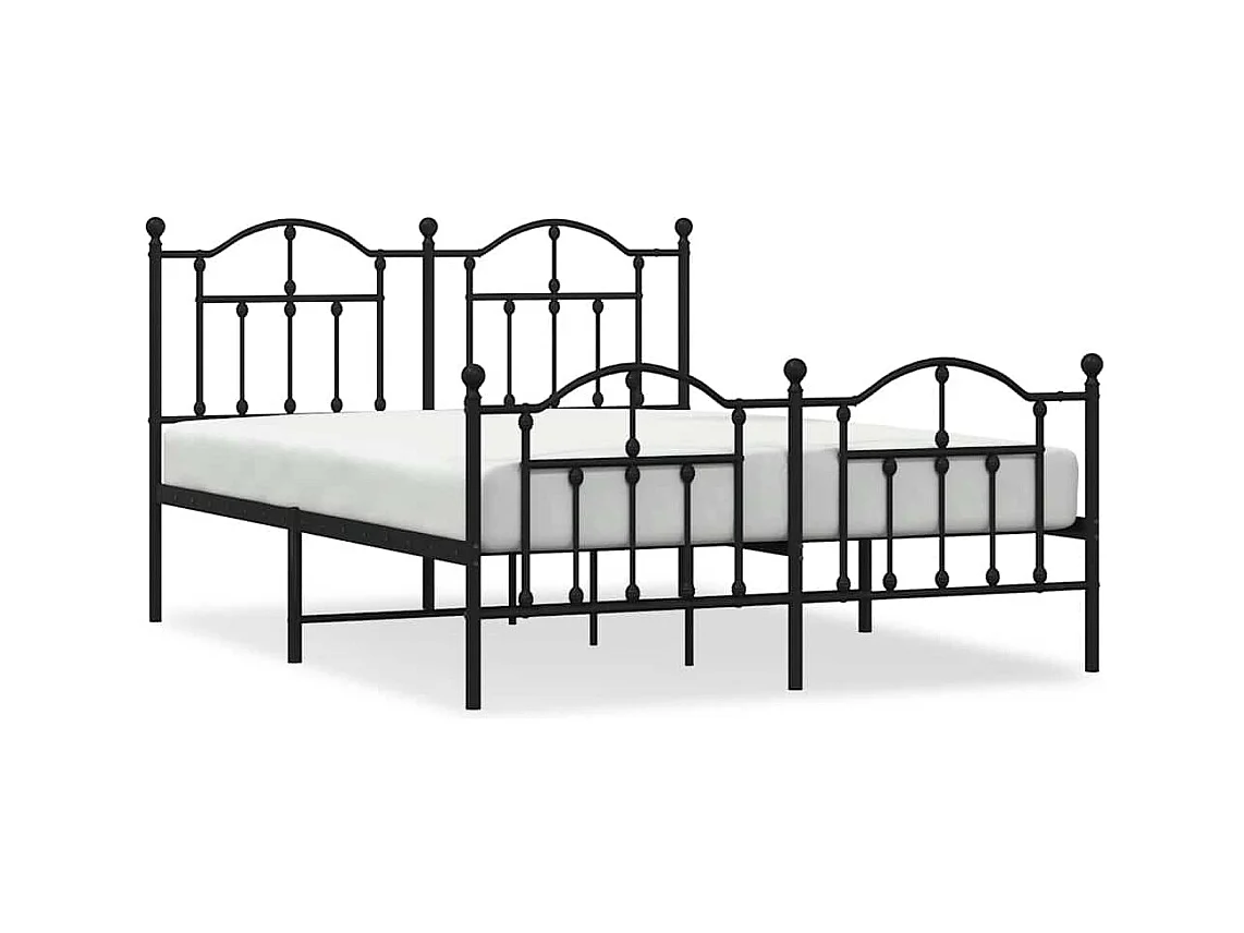 Cadre de lit métal sans matelas avec pied de lit noir 140x200cm