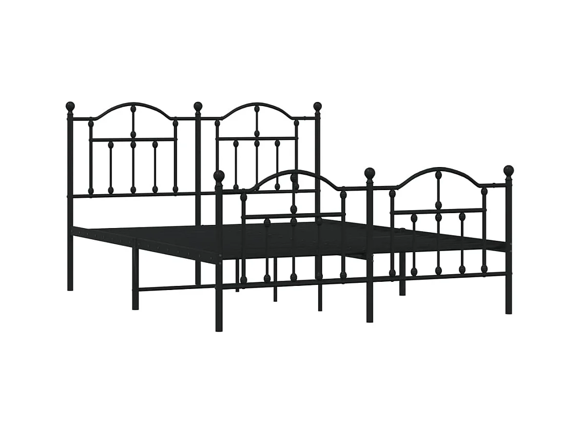 Cadre de lit métal sans matelas avec pied de lit noir 140x200cm