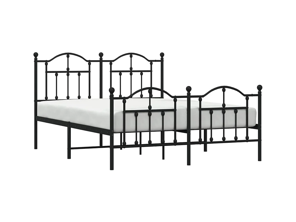 Cadre de lit métal sans matelas avec pied de lit noir 140x200cm