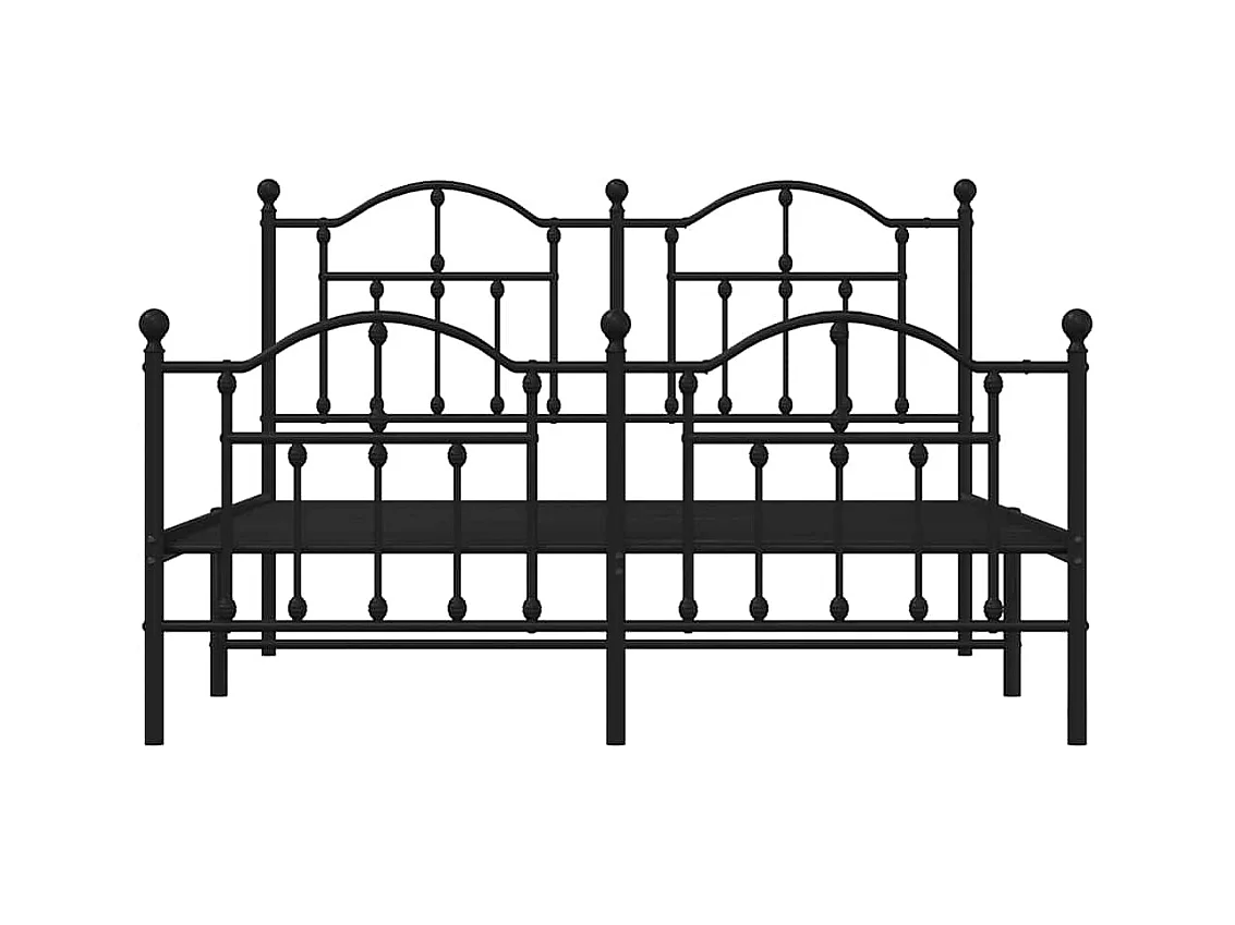 Cadre de lit métal sans matelas avec pied de lit noir 140x200cm