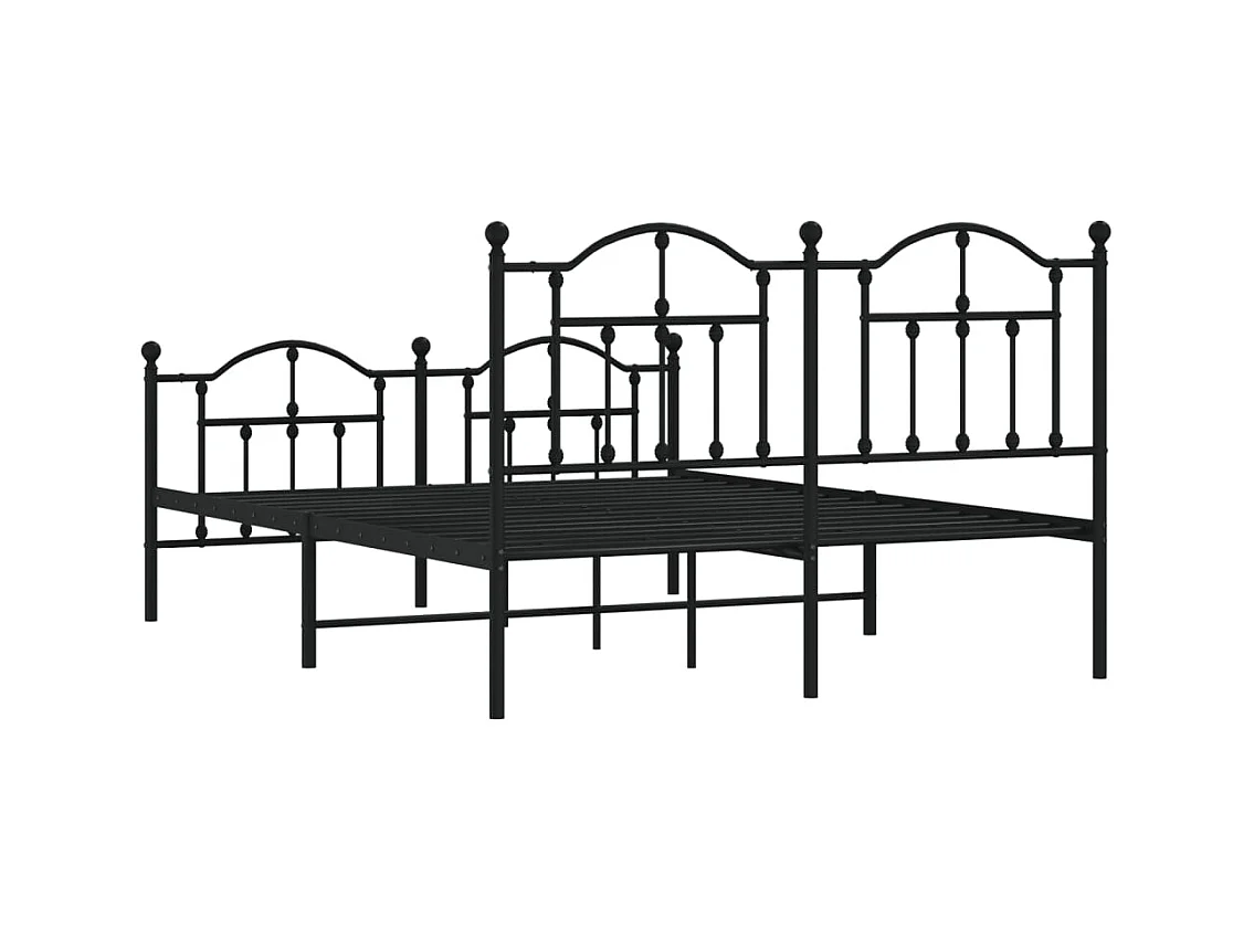 Cadre de lit métal sans matelas avec pied de lit noir 140x200cm