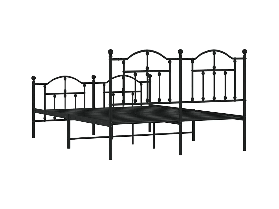 Cadre de lit métal sans matelas avec pied de lit noir 140x200cm