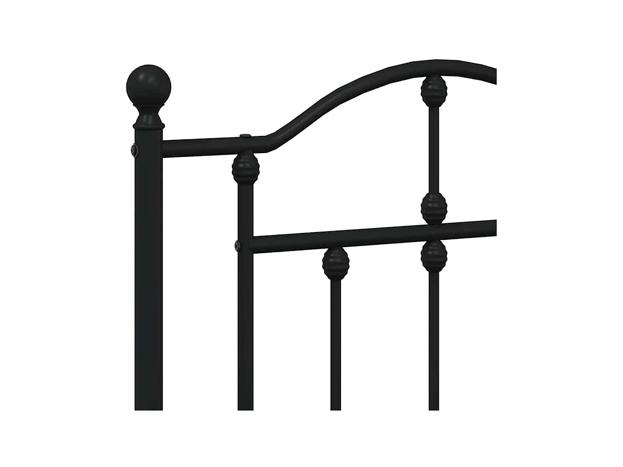 Cadre de lit métal sans matelas avec pied de lit noir 140x200cm