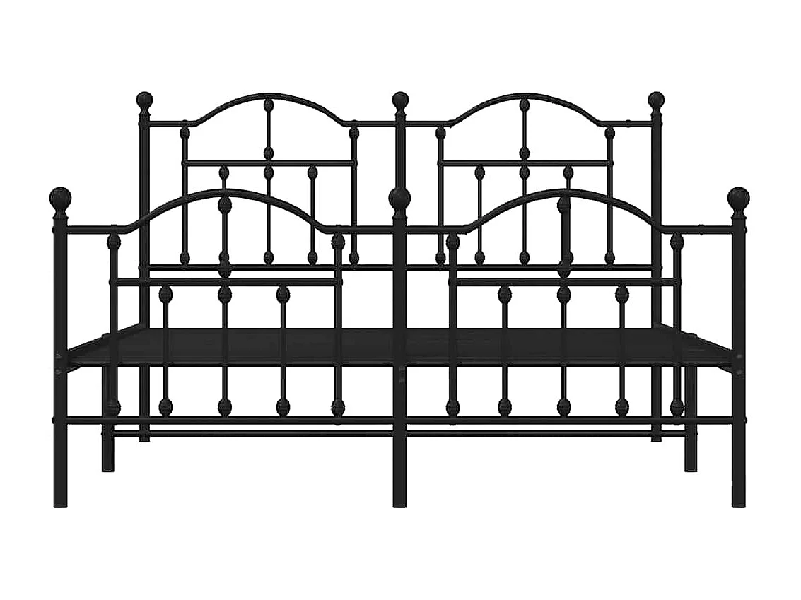 Cadre de lit métal sans matelas avec pied de lit noir 140x200cm