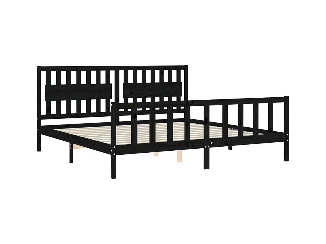 Struttura letto senza materasso nero 200x200 cm in legno massello di pino