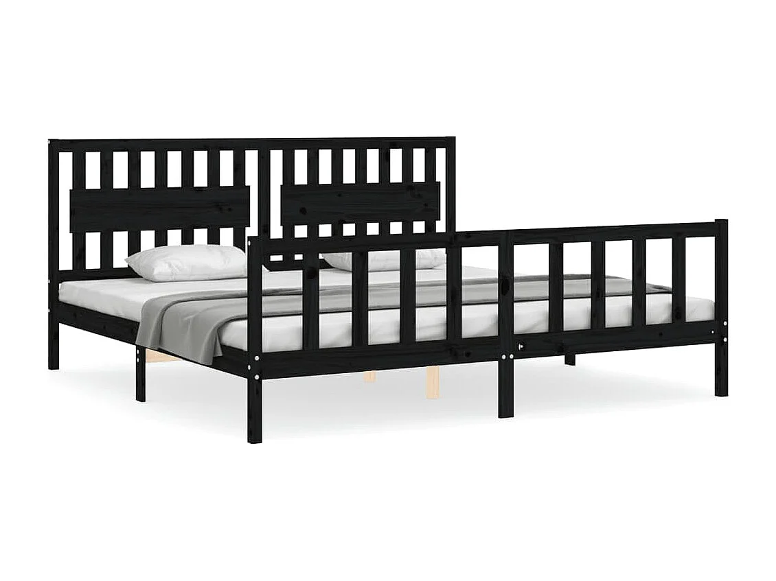 Bedframe zonder matras zwart 200x200 cm massief grenenhout