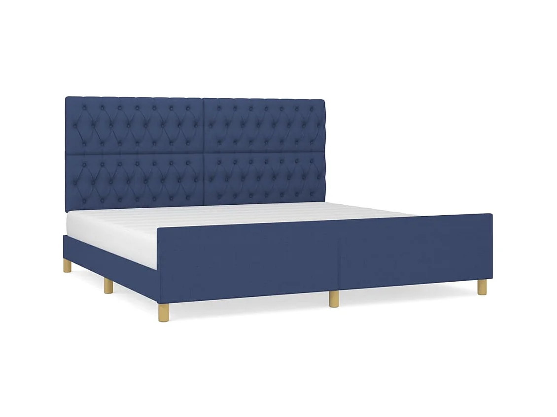 Struttura letto senza materasso con testiera blu 200x200cm tessuto