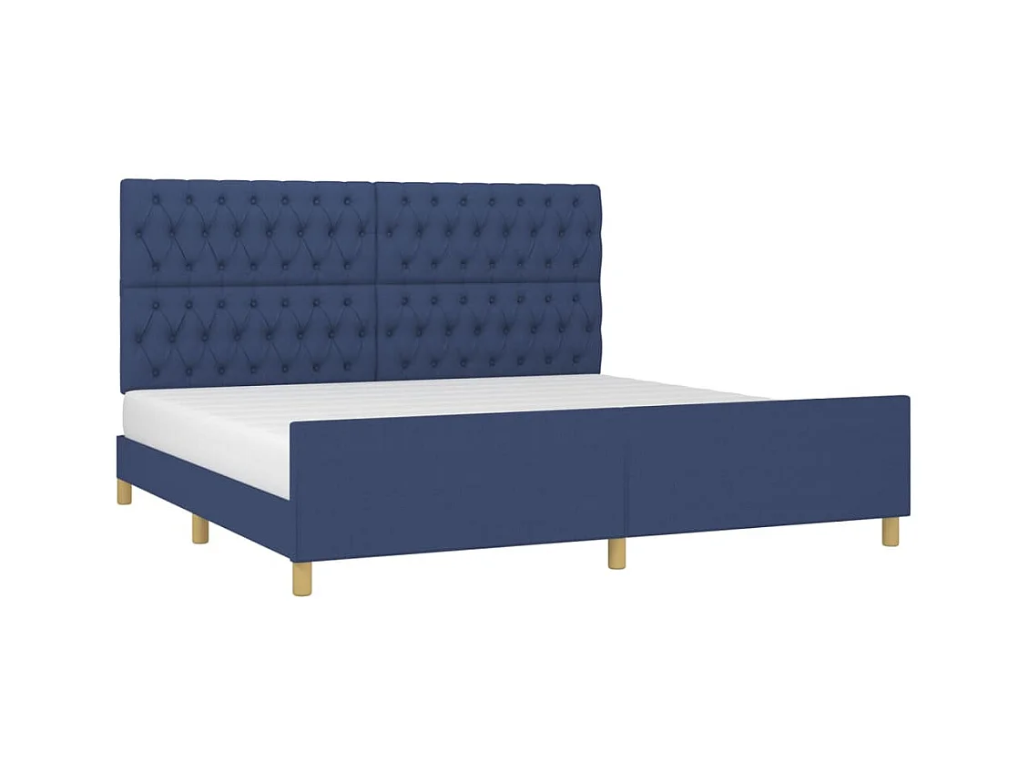 Struttura letto senza materasso con testiera blu 200x200cm tessuto