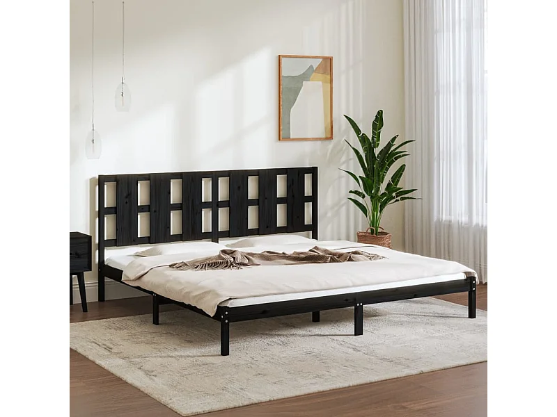 Bedframe zonder matras zwart 200x200 cm massief grenenhout