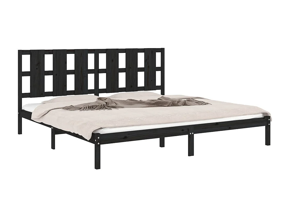 Struttura letto senza materasso nero 200x200 cm in legno massello di pino