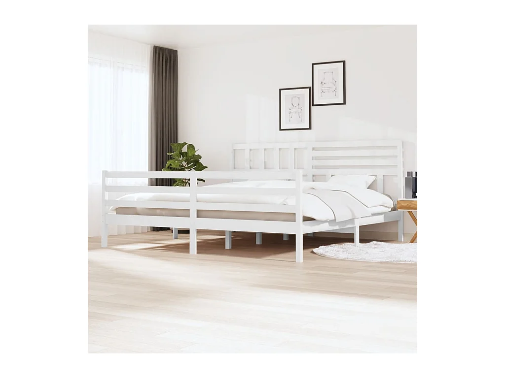 Bedframe zonder matras wit massief hout 200x200 cm