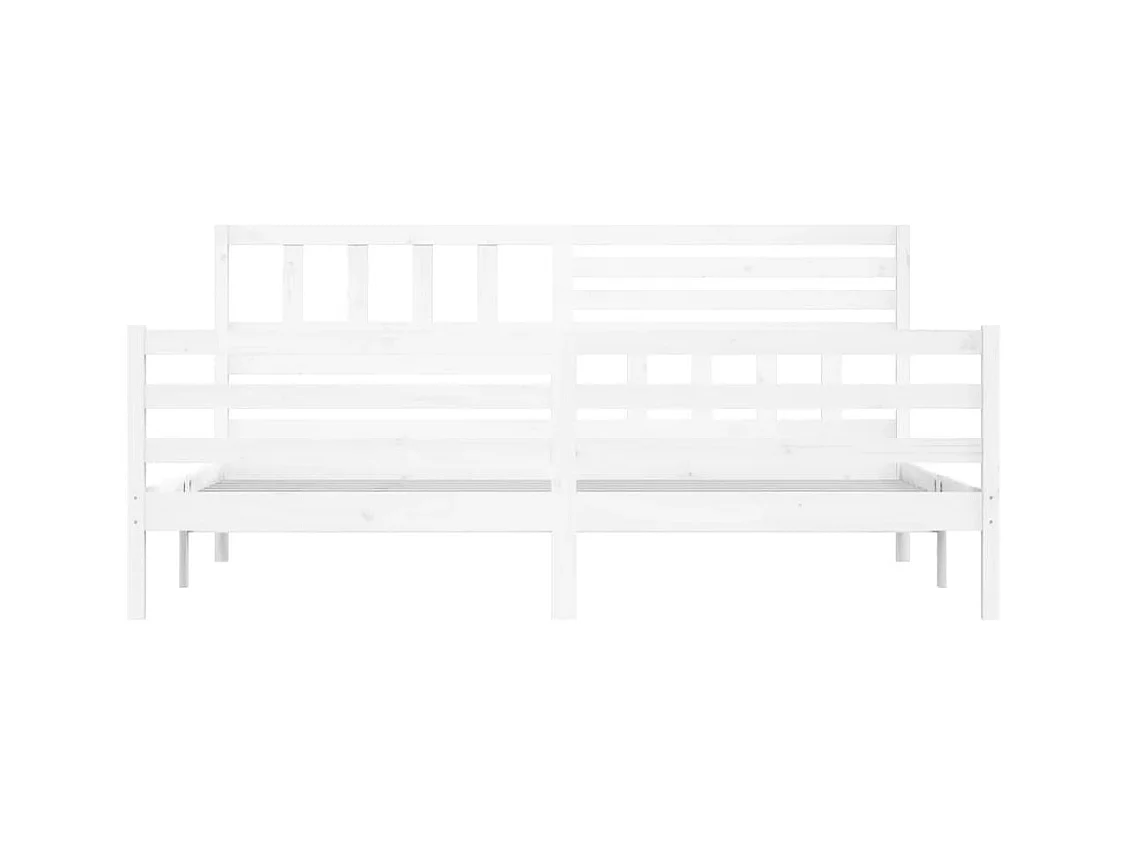 Bedframe zonder matras wit massief hout 200x200 cm