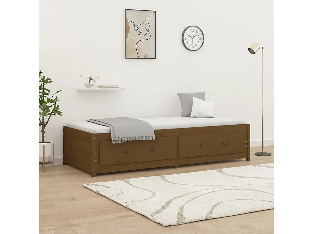 Lit de jour sans matelas marron miel 80x200 cm bois pin massif