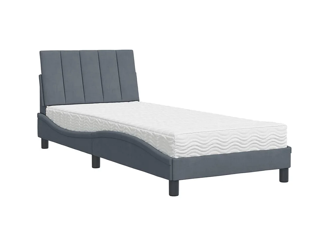 Bed met donkergrijs fluwelen matras 90x190 cm