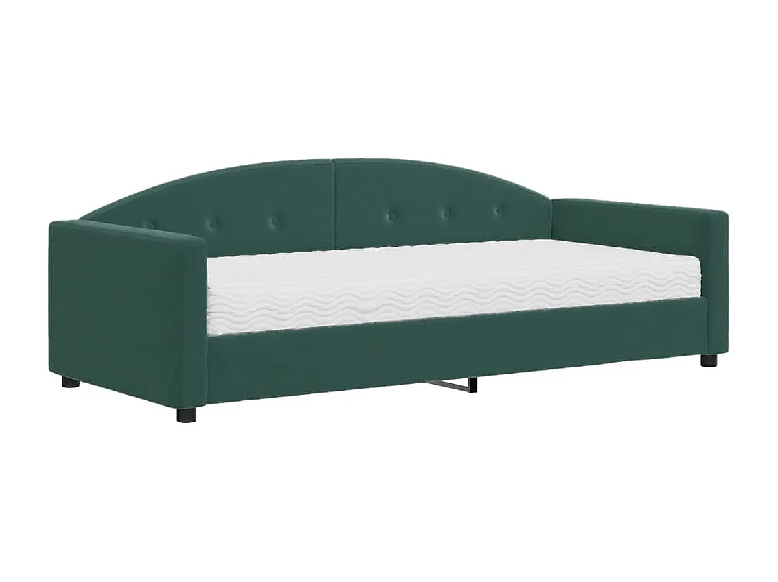 Lit de jour avec matelas vert foncé 90x200 cm velours
