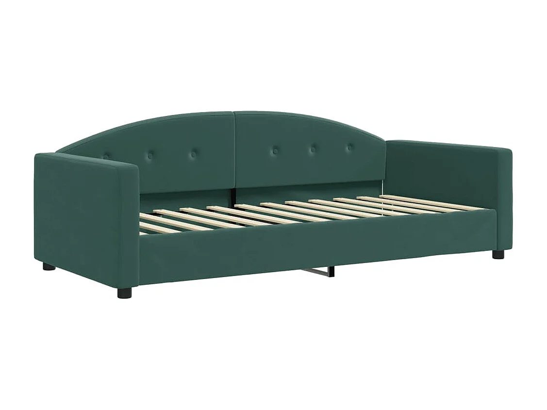Lit de jour avec matelas vert foncé 90x200 cm velours