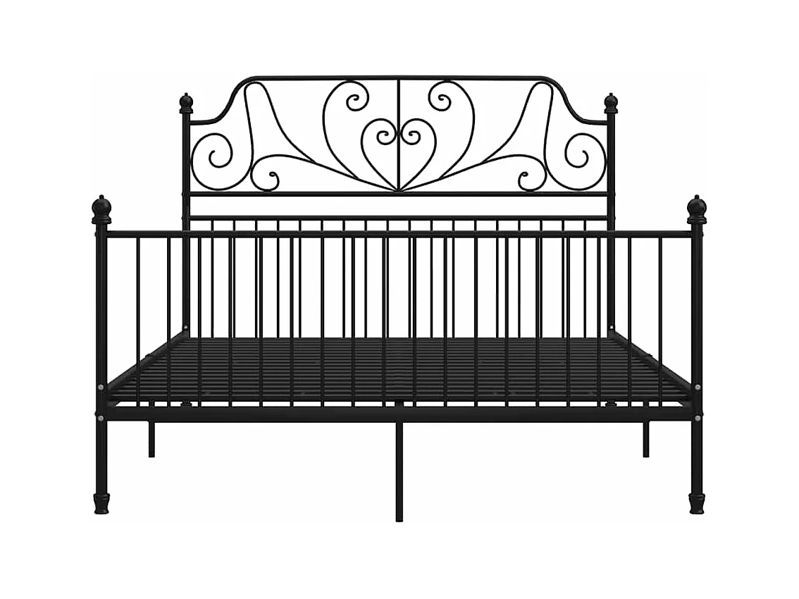 Cadre de lit sans matelas noir métal 140x200 cm