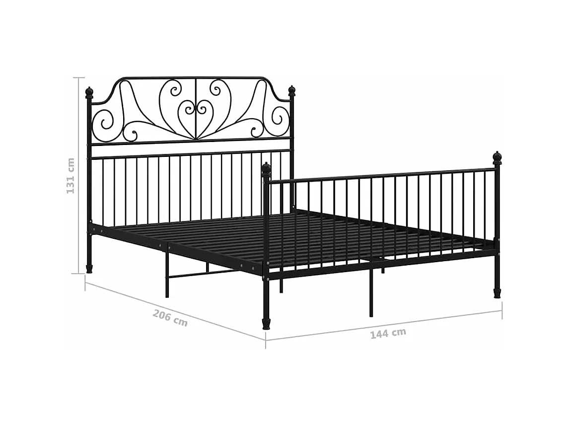 Cadre de lit sans matelas noir métal 140x200 cm