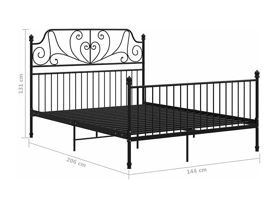 Estructura de cama sin colchón de metal negro 140x200 cm