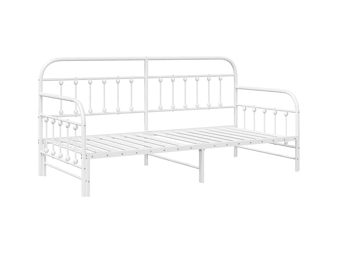 Daybedframe met hoofdbord Wit 90 x 200 cm Staal