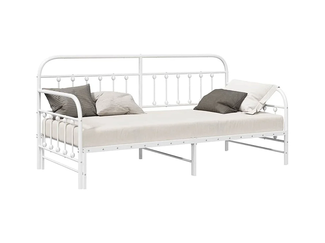 Daybedframe met hoofdbord Wit 90 x 200 cm Staal