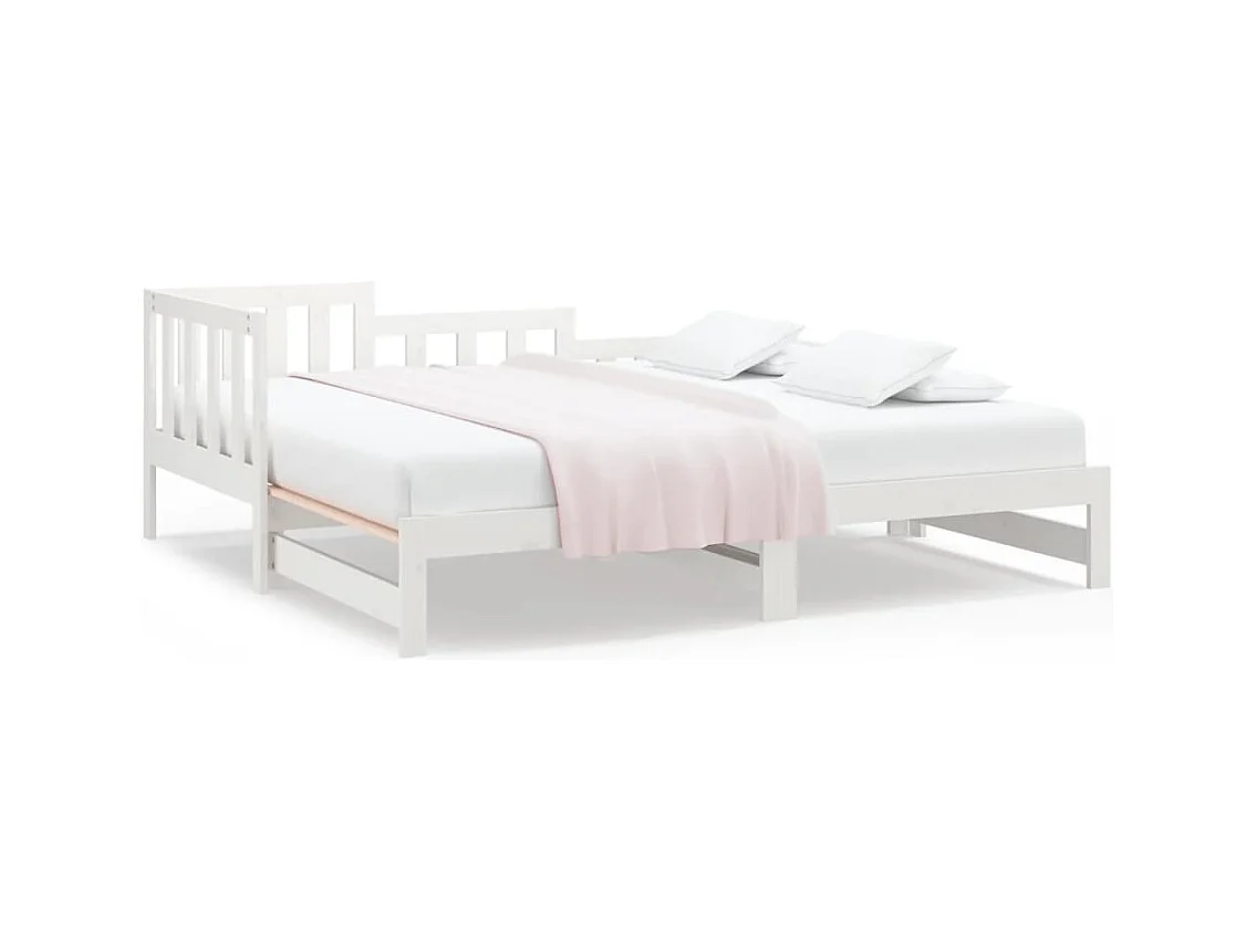 Lit coulissant sans matelas blanc 2x(90x190) cm