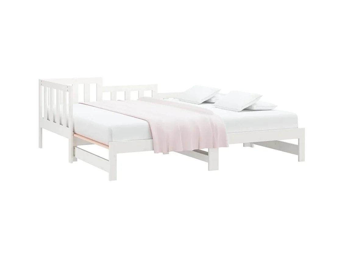Lit coulissant sans matelas blanc 2x(90x190) cm