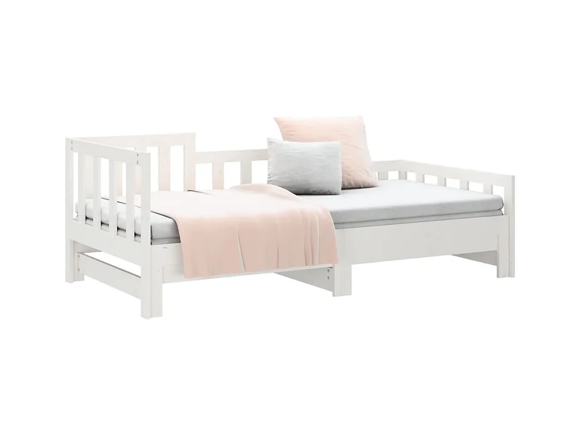 Lit coulissant sans matelas blanc 2x(90x190) cm