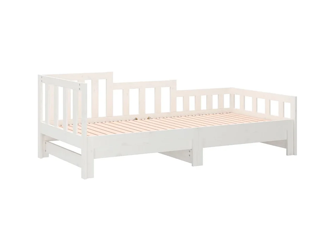 Lit coulissant sans matelas blanc 2x(90x190) cm
