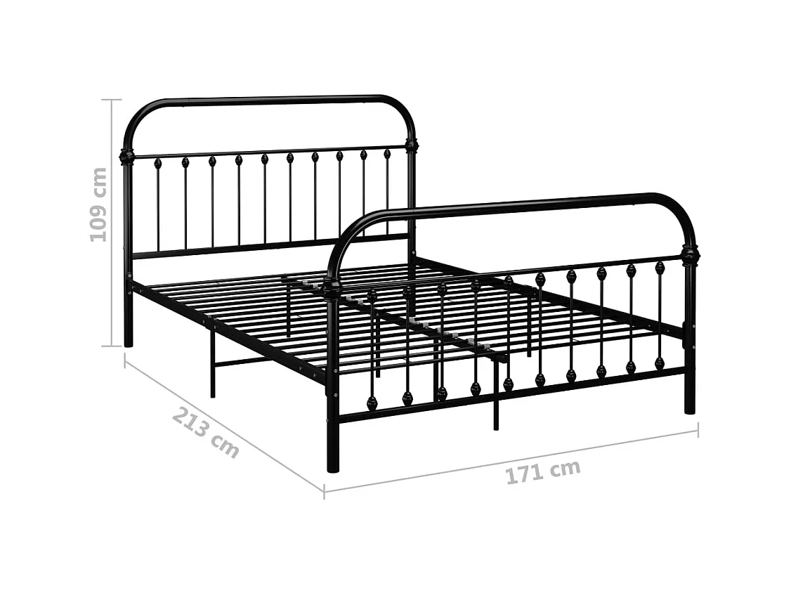 Struttura letto senza materasso e testiera nera 160x200 cm metallo