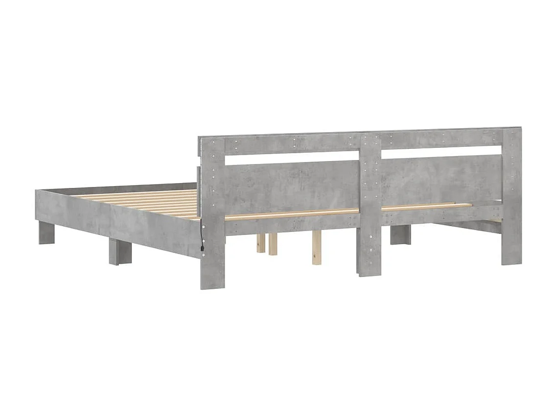 Bedframe met LED zonder matras betongrijs 180x200 cm