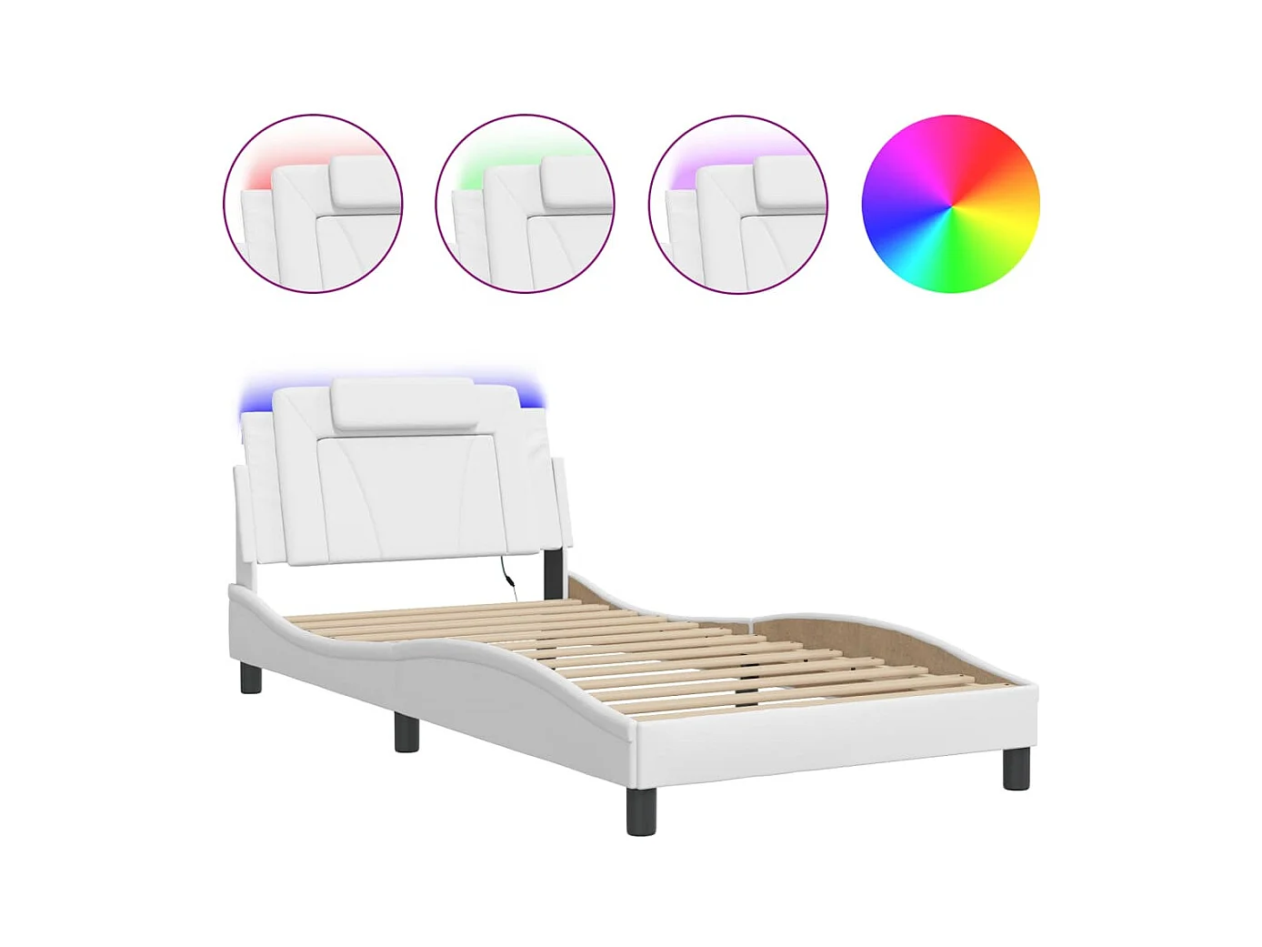 Estructura de cama con LED sin colchón blanco 100x200 cm