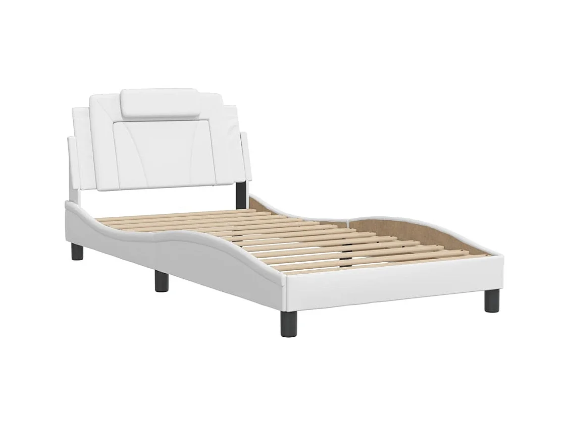 Estructura de cama con LED sin colchón blanco 100x200 cm