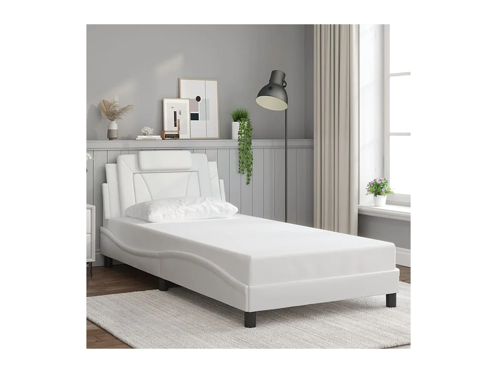 Estructura de cama con LED sin colchón blanco 100x200 cm