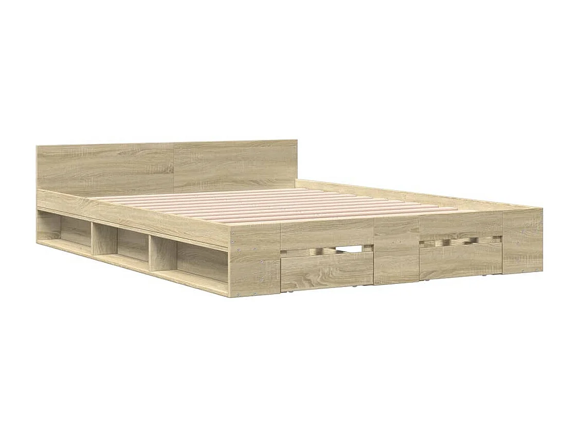 Estructura de cama con cajones sin colchón roble sonoma 160x200 cm