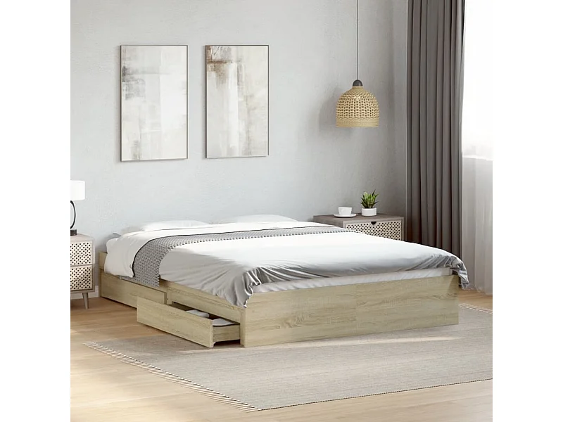 Bettgestell mit Schubladen ohne Matratze Sonoma Eiche 140x200 cm